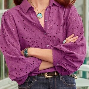 Sundance Purple Eyelet Blouse